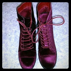 Plum velvet boots